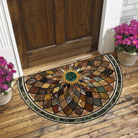 Tapis de porte en velours cristal semi-circulaire tapis d'entrée antidérapant tapis de bienvenue pour salle de bain porte d'entrée tapis de décoration intérieure moderne