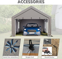 Abri de voiture 13x20 pieds, imperméable, robuste, avec structure galvanisée et fenêtres en maille pour abri de voiture