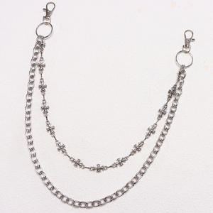 Double Layer Metal Pants <b>Chain</b> With <b>Cross</b> Hip Hop Denim Waist <b>Chain</b> Tibetan Silver White K Handmade Fashion Accessory - Product Image 2