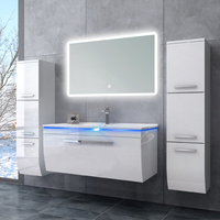 Miroir LED tactile rectangulaire incurvé mural de luxe moderne et contemporain, éclairage intégré, armoires de salle de bain blanches de style allemand