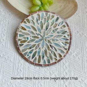 Modernes rundes Perlmutt-Inlay Wieder verwendbarer umwelt freundlicher ungiftiger Untersetzer/Tischset 7,5 Zoll für Esstisch - Product Image 4