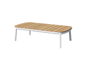 Tavolino da Caffè Moderno e Resistente in Lega di <span class=keywords><strong>Alluminio</strong></span> per Esterni con Piano in Teak - Resistente alle Intemperie e ai Raggi UV, Elegante per Villa, Cortile, Hotel, Sala da Pranzo - Product Image 2