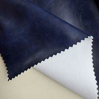 Tissu en cuir PU froissé bleu marine vintage, 0,95 mm, 140 cm, pour manteau, veste, tissu coupe-vent élégant