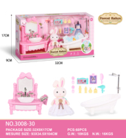 Bricolage lapin rose maison de poupée Mini meubles Mini chambre à coucher mignon lapin jeu maison jouet fille cadeau d'anniversaire