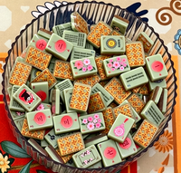 Set Ubin Mahjong Amerika 160 Buah, Akrilik 2 Lapis, Desain Lentera Bambu Panda, Terukir, Hadiah untuk Keluarga, Pabrik OEM/ODM Kustom