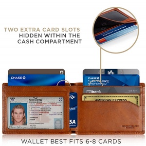 Boshiho Customizable Slim Cowhide Leather Men's <b>Wallet</b> Ultra-Thin Large Capacity <b>RFID</b> <b>Blocking</b> Anti-Theft Clip for Credit Cards - Product Image 4