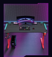 Bureau d'ordinateur pour la maison, bureau réglable en hauteur, table de jeu, table PC avec éclairage RVB, table de jeu avec lumière