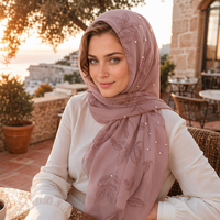 Foulard en mousseline de soie à motif feuille de perle pour femme, multi-usage, léger, hijab musulman, châle de printemps, accessoires de mode, vente en gros, OEM