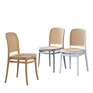 Household Plastic Chair Thickened Simple Restaurant Back Stool Stackable Outdoor Rattan Chair Nordic Dining Chair