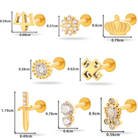 Bijoux de piercing Maina Exquisite en Titane G23 pour Tragus, Labret, Cartilage, Oreille, Lèvre et Lobe d'oreille, avec motif Trident, Couteau et Zircon
