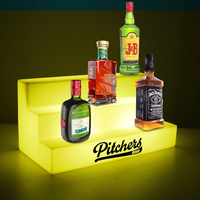 Présentoir à bouteilles de whisky LED rotatif pliable en plastique portable personnalisé avec montage facile pour bar de nuit