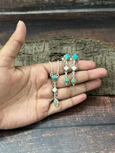 Ensemble collier et boucles d'oreilles en argent sterling fait main avec un beau buffle blanc - Product Image 2