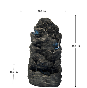 Rock Tower Artificial Resin Water Fountain with LED <strong>Lights</strong> Solar Powered <strong>Indoor</strong> Outdoor <strong>Waterfall</strong> Feature for Home Garden Decor - Product Image 3