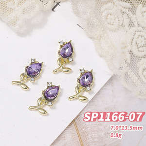 อุปกรณ์ตกแต่งเล็บมินิขนาดเล็ก DIY สำหรับเคสมือถือ ประดับด้วยดอกทิวลิป กุหลาบ คริสตัล  งานฝีมือ  ของตกแต่งเล็บสีทอง  เครื่องประดับสำหรับผู้หญิง - Product Image 6