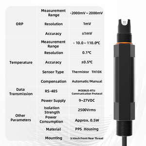 Sonde ORP industrielle pour environnement -2000mV~2000mV 0.5 pour eau pure, eaux usées, irrigation agricole, eau potable - Product Image 4