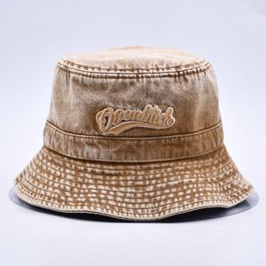 Nuevo diseño de alta calidad de algodón lavado 3D bordado Logo pescador cubo sombrero personalizado Denim Jean cubo gorra - Product Image 1