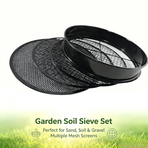 Ensemble de tamis de jardin robustes en plastique noir, tamis à mailles de plusieurs tailles, pour pelouse extérieure, compost, terre, <span class=keywords><strong>sable</strong></span>, gravier - Product Image 1