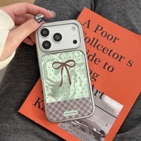 Coque de téléphone créative style INS vert menthe à pois avec nœud papillon pour Apple 17 Pro Max, iPhone 16, 15/14P, 13