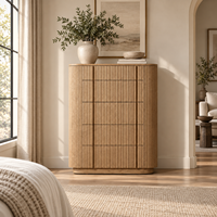 Commode haute à 5 tiroirs sans poignées, en bois massif organique moderne, pour chambre à coucher, salon, hôtel, villa, appartement