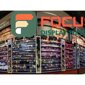 Présentoir moderne pour extensions de cheveux en bois et verre, étagère multi-niveaux, présentoir de magasin - Product Image 4