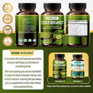 Cápsulas OEM Citrus Bergamot con <span class=keywords><strong>arroz</strong></span> de levadura roja, ajo, alcachofa suplemento de berberina para <span class=keywords><strong>colesterol</strong></span> saludable, salud del corazón - Product Image 3