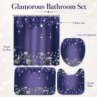 Ensemble de décoration de salle de bain en polyester 4 pièces : rideau de douche, couvercle de toilette, tapis de bain, tapis contour en U, imperméable et résistant à la moisissure