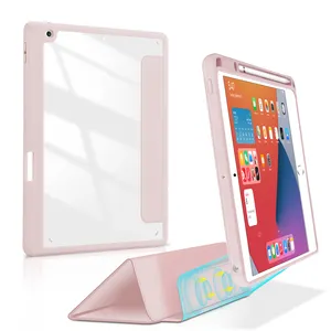 New 10.2 Inch Magnetic Có Thể Tháo Rời Siêu Mỏng Tablet Pu Trường Hợp Trong Suốt Trở Lại Lật Với Pencil Chủ Cho Ipad