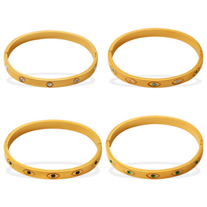 Bracelet en acier inoxydable plaqué or 18 carats avec zircon coloré, bracelet tendance pour femmes - Product Image 5