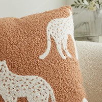 Housse de coussin de canapé marron à motif animalier style français, avec fermeture éclair dissimulée, broderie de luxe léger, pour dossier de canapé et oreiller, pour la maison
