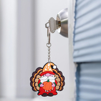 Porte-clés Thème Thanksgiving : Adorable Gnome Turc, Mousqueton Tendance, en Caoutchouc Durable et Imperméable, Impression UV Personnalisée Marque DM