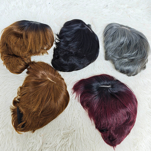 Promoción 9.5$ Letsfly Pelucas Cortas de Encaje con Base de Seda 1x3 con Flequillo 4 #   Venta al por Mayor de Cabello Humano Natural, Pelucas de Cabello Virgen con Corte Pixie - Product Image 6