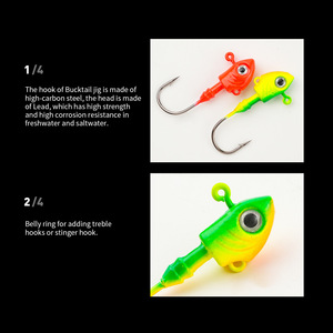 Hameçons à tête de jig Black Minnow, leurre de pêche, hameçon pour appât souple, jig pour la pêche au bar, jig Shad Bucktail, appât pour la pêche au bar en mer, appât pour <span class=keywords><strong>Zand</strong></span> - Product Image 3