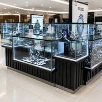 Vitrine Moderne pour Montres en Verre Trempé avec Éclairage LED – Meuble de Présentation pour Comptoir de Magasin de Montres en Centre Commercial