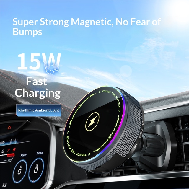 Car Mount Wireless Charger Plastic Compatible Apple 17 MagSafe Magnetic Phone Holder Snap-On Strong Magnet Fast