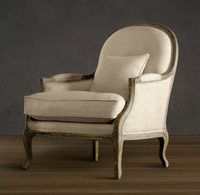 Fauteuil Rhoohill de luxe style campagnard américain rétro, canapé individuel pour salon, fauteuil de relaxation antique avec structure en bois massif