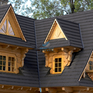 Stone Coated Metal Roof <strong>Shingles</strong> Lightweight Decorative Waterproof Fireproof Roofing Panel for Residential Villa Building - Product Image 1