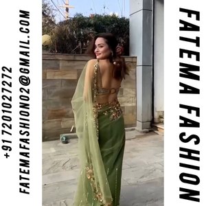 Sari indien en tissu papillon doux avec broderie de pierres et sequins, design intemporel de haute qualité pour les fêtes, Fatema Fashion pour femmes - Product Image 4