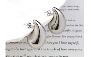 All'ingrosso <span class=keywords><strong>Bottega</strong></span> Designer di gioielli di moda da donna in acciaio inossidabile orecchini a cerchio a goccia placcato in oro con borchie a goccia - Product Image 4