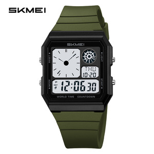 Skmei Digital Men's Watch Tpu Strap 3Bar Water Resistant World Time Countdown Sport Watch - Product Image 5