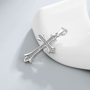 남여 공용 925 스털링 실버 크로스 펜던트 목걸이 빈티지 골드-큐빅 지르코니아 종교 힙합 여름 패션 남성용 선물 - Product Image 2