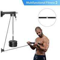 Sistem Perlengkapan Mesin Kabel Katrol DIY yang Dipasang di Dinding untuk Latihan Kekuatan Otot Biceps dan Triceps, Peralatan Olahraga Kebugaran
