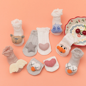 Chaussettes pour bébé nouveau-né en coton avec nœud, motif de dessin animé printemps-été, chaussettes tubulaires pour fille - Product Image 1