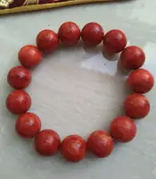 Натуральный красный коралловый необработанный браслет 16 мм