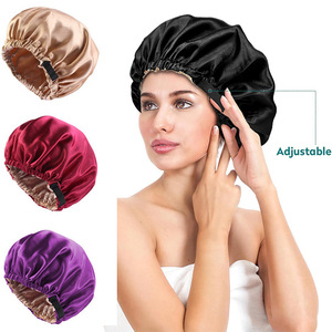 Gorro de dormir de satén de doble capa con banda elástica ajustable para el cuidado y la belleza del cabello - Product Image 4