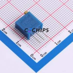 Résistance/potentiomètre réglable 3296W-1-203LF, composant traversant (THT)-3P, 9,5x4,9 mm, résistance 20 kOhm, 10 %, 500 mW, 250 ppm/ ℃ - Product Image 1