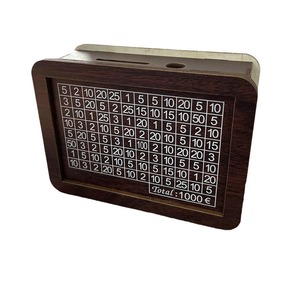 Hucha de madera con contador para euros y dólares estadounidenses, forma rectangular, para edades de 8 a 13 años - Product Image 4