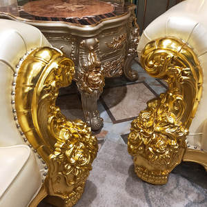 Set Sofa Mewah Gaya Italia, Sofa Eropa Kayu Klasik Mewah dengan Bantal - Product Image 5