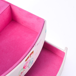 Moderna Scatola Musicale Rettangolare in Pelle PU per Bambini con Chiusura a Chiave, Design Unicorno Bianco, Portagioie - Product Image 4