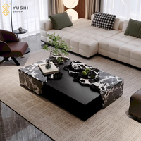 Table Basse Carrée en Marbre, Design Italien Moderne YUSHI pour Villa Centrale, Meuble de Salon