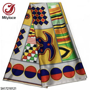 Vente en gros Kente Design Polyester Tissu africain en <span class=keywords><strong>satin</strong></span> imprimé à la cire pour <span class=keywords><strong>robe</strong></span> - Product Image 1